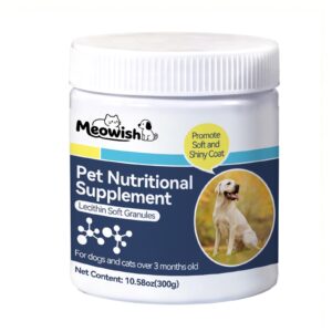 Meowish Lecithin Soft Chews for Dogs & Cats, Salmon & Fish Oil Flavor, Supports Healthy Skin & Coat, 10.58oz/300g, for Pets 3+ Months Old