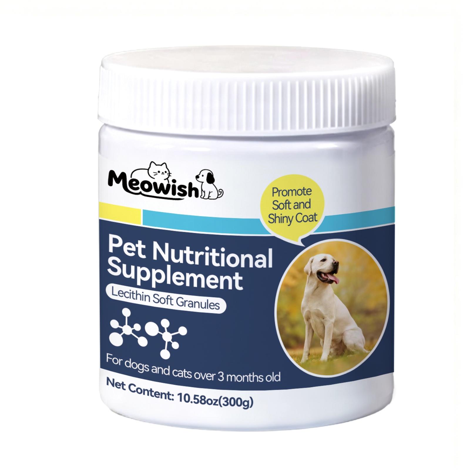 Meowish Lecithin Soft Chews for Dogs & Cats, Salmon & Fish Oil Flavor, Supports Healthy Skin & Coat, 10.58oz/300g, for Pets 3+ Months Old